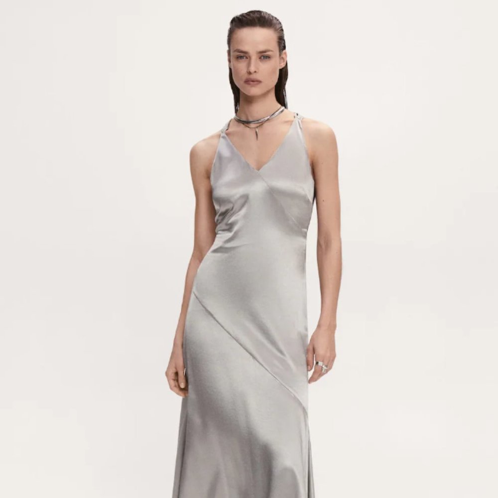 Mango asymmetrical satin dress